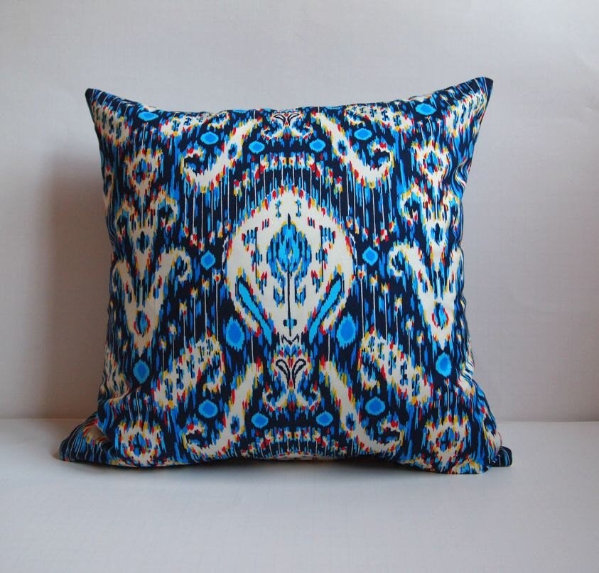 Blue Ikat Pillow Cover by eolsendesigns on Etsy