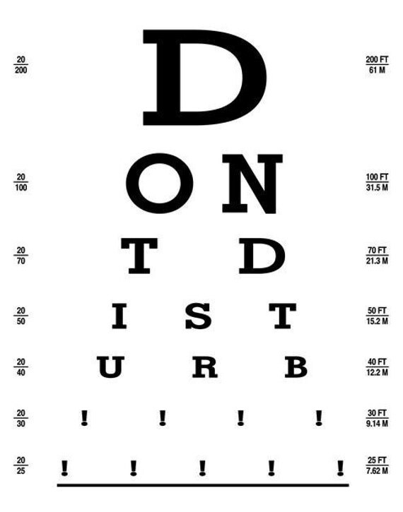 items similar to eye exam chart do not disturb 11x14