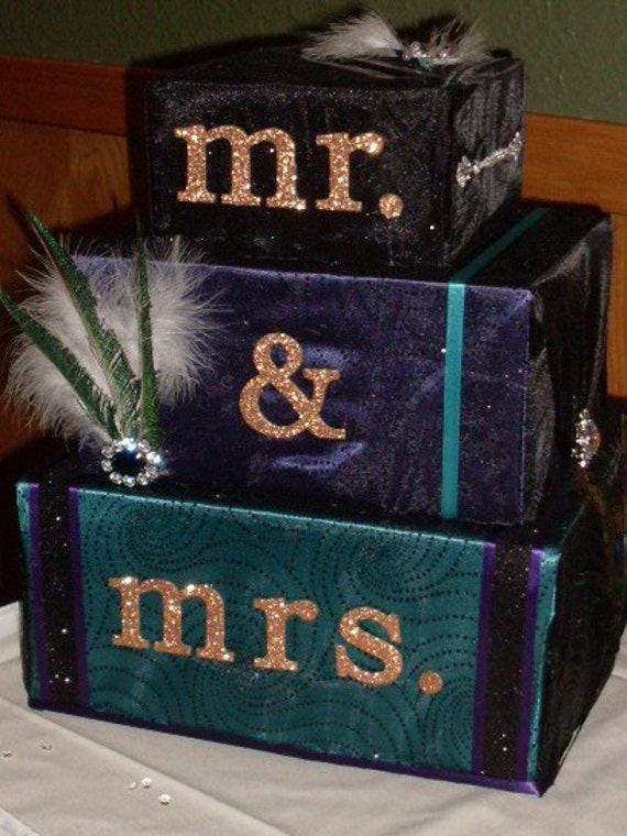 Items similar to Peacock Wedding Card Box on Etsy