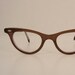 Vintage Eyeglass Frames / Transparent Brown Cat Eye Horn Rim Glasses New Old Stock