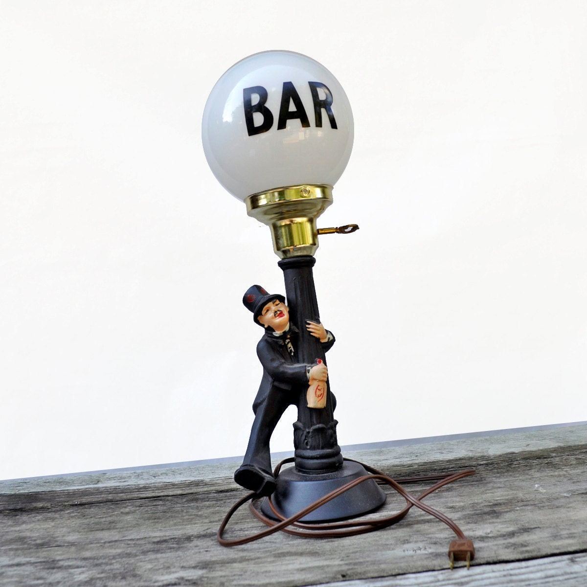 Vintage Bar Lamp Drunk Bum on Lamp post