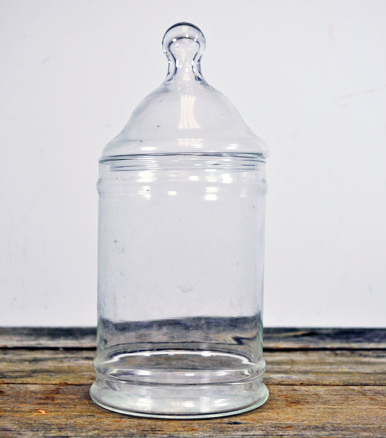 Apothecary Clear Glass Jar with Lid Tall Candy by upscaleyardsale