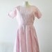 50s dress / 1950s pink pleated dress/ Blushing Pink/ silk satin taffeta