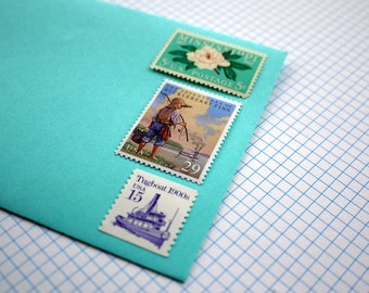 Vintage un-used - On the Mississippi with Huck Finn - postage stamps to post 5 letters or use in your crafting projects