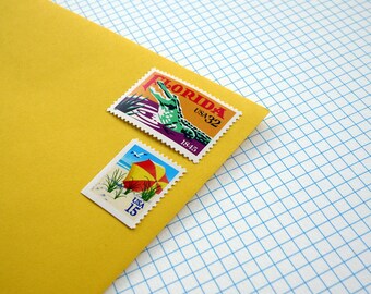 Vintage un-used - Florida Beach Vacation - postage stamps to post 5 letters or use in craft projects