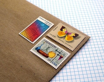 Butterfly Science - Vintage unused postage stamps to post 5 letters