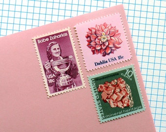 Pink Babe - Vintage unused postage stamps to post 5 letters