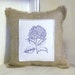 Hydrangea burlap pillow, handstamped, flower, floral pillow,lavender, purple flower, spring, shabby chic, farmhouse decor