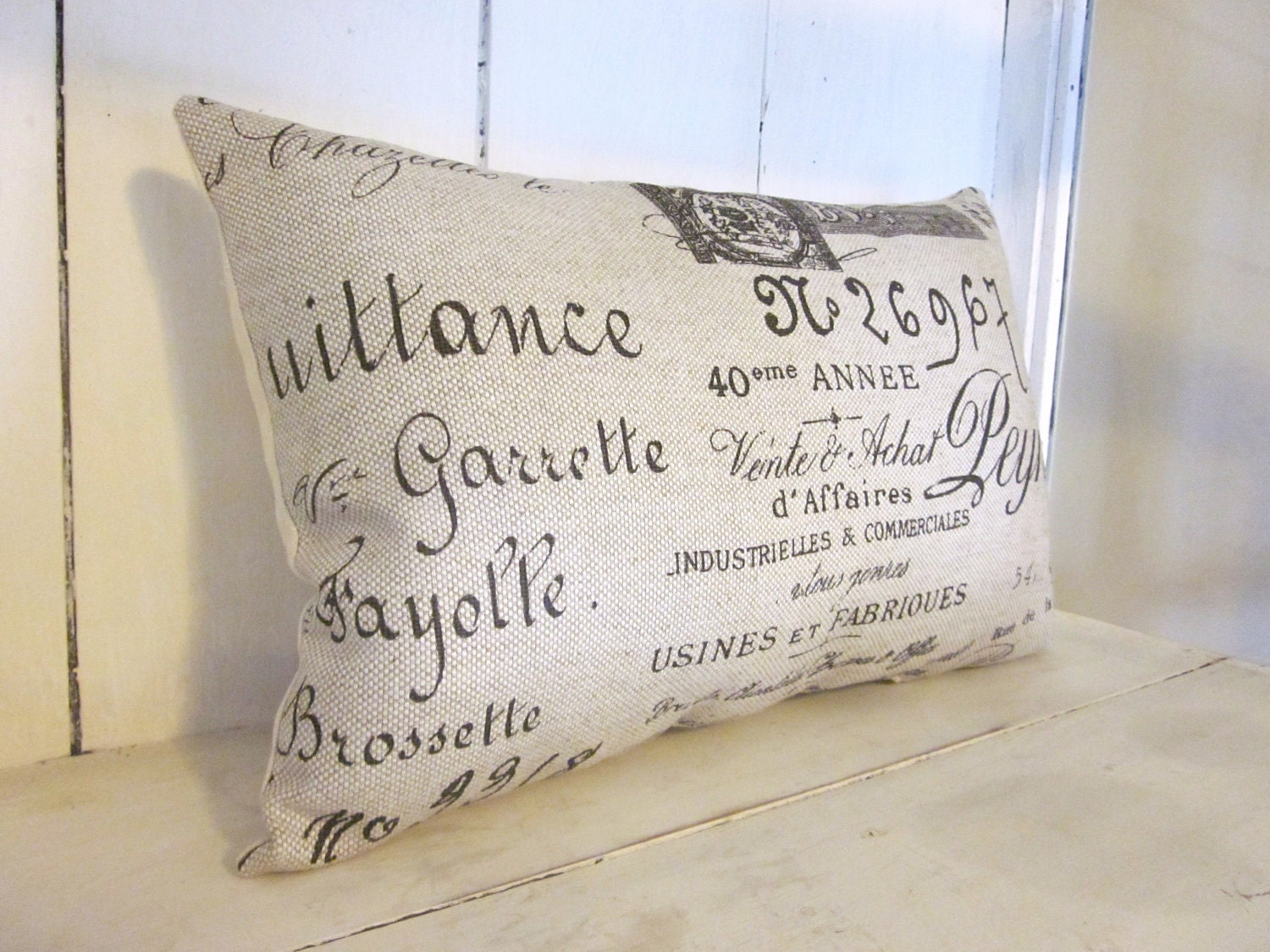 French script pillow shabby chic french farmhouse decor