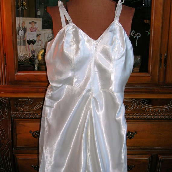 1930's White Teddy Vintage Silk Satin Romper