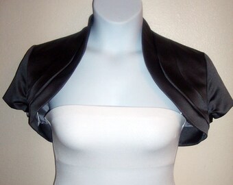 Charcoal / dark grey duchess satin bolero / jacket / shrug size 18 uk, 16 us