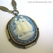 Cameo Necklace Ivory White Nymphs Wedgewood Blue Silver Ox Neoclassical Wedding Jewelry