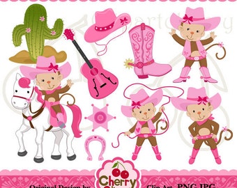 Cute Girl Safari Animals Digital Clipart Set for by Cherryclipart