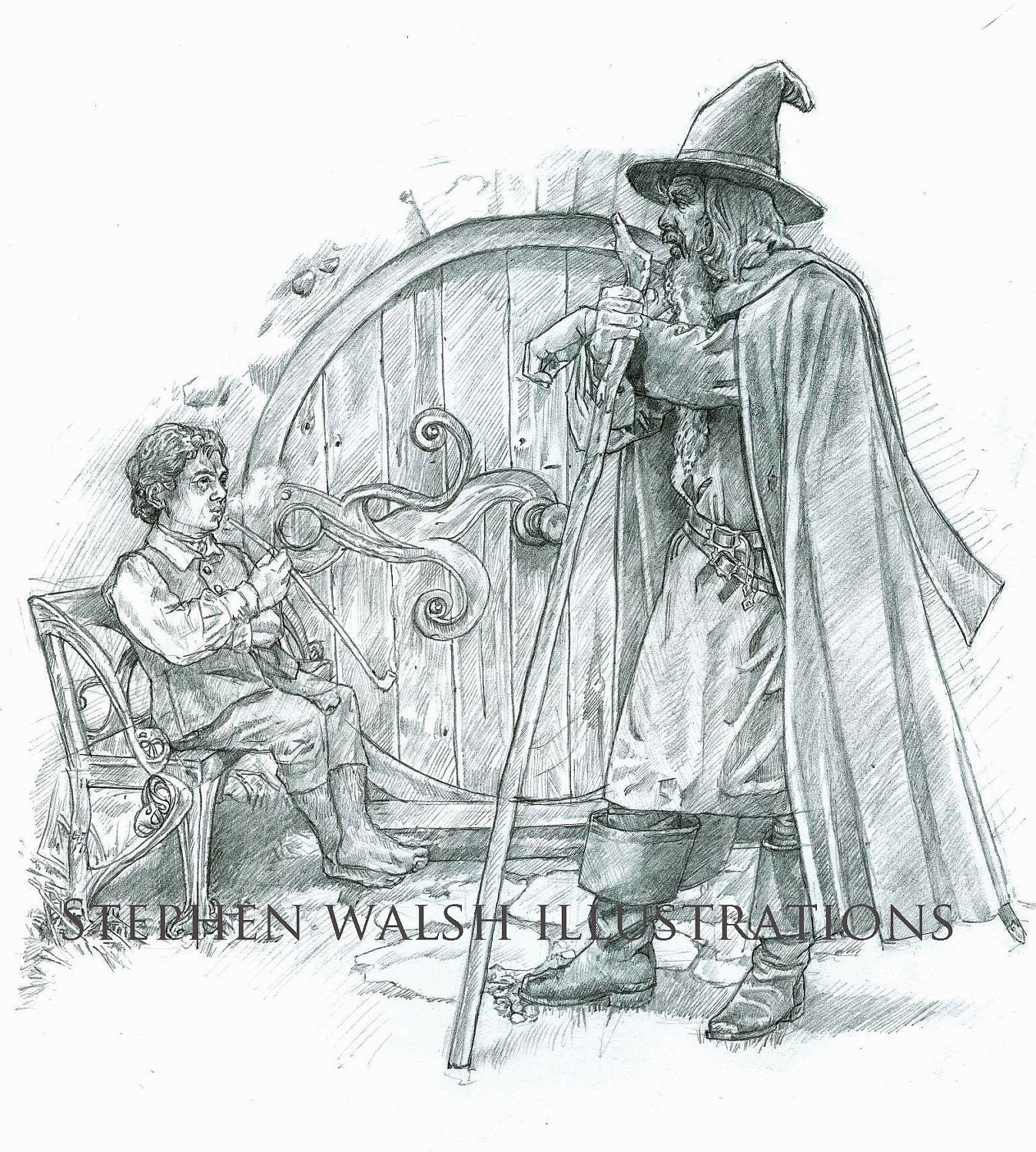 Original Drawing The Hobbit Bilbo and Gandalf Etsy The hobbit