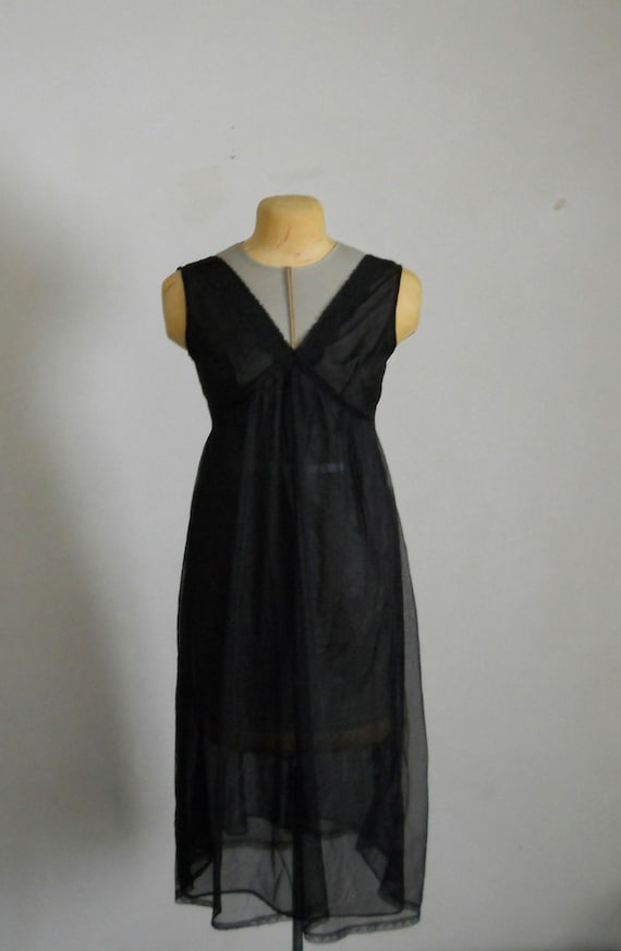 Vintage Black Nightgown Sheer Double by SecondhandObsession