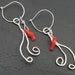 Swirling water Sterling Silver and Coral Earrings