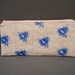 linen hand printed Bee zipped purse pouch pencil case cornflower blue