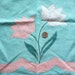 RESERVED -- turquoise border print feedsack fabric half apron