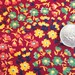 red, gold and green floral print vintage cotton fabric -- 34 wide by 1 1/2 yards