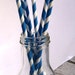 Paper straws- 50 blue-striped with free handmade printable flags