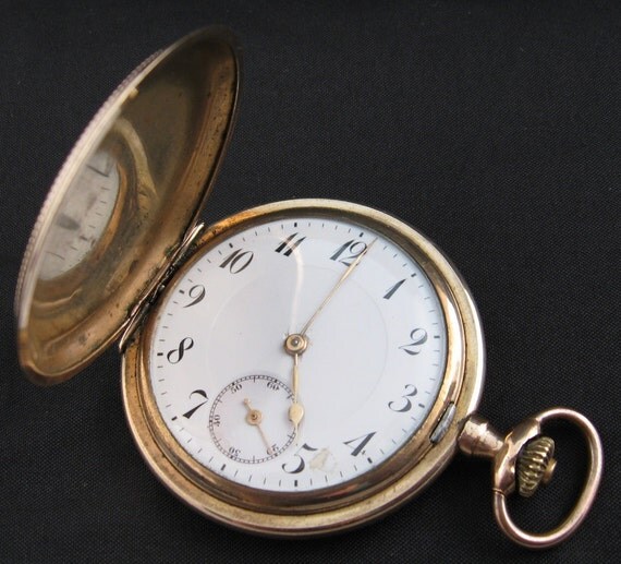 antique German pocket watch Junghans goldplated RUNNING