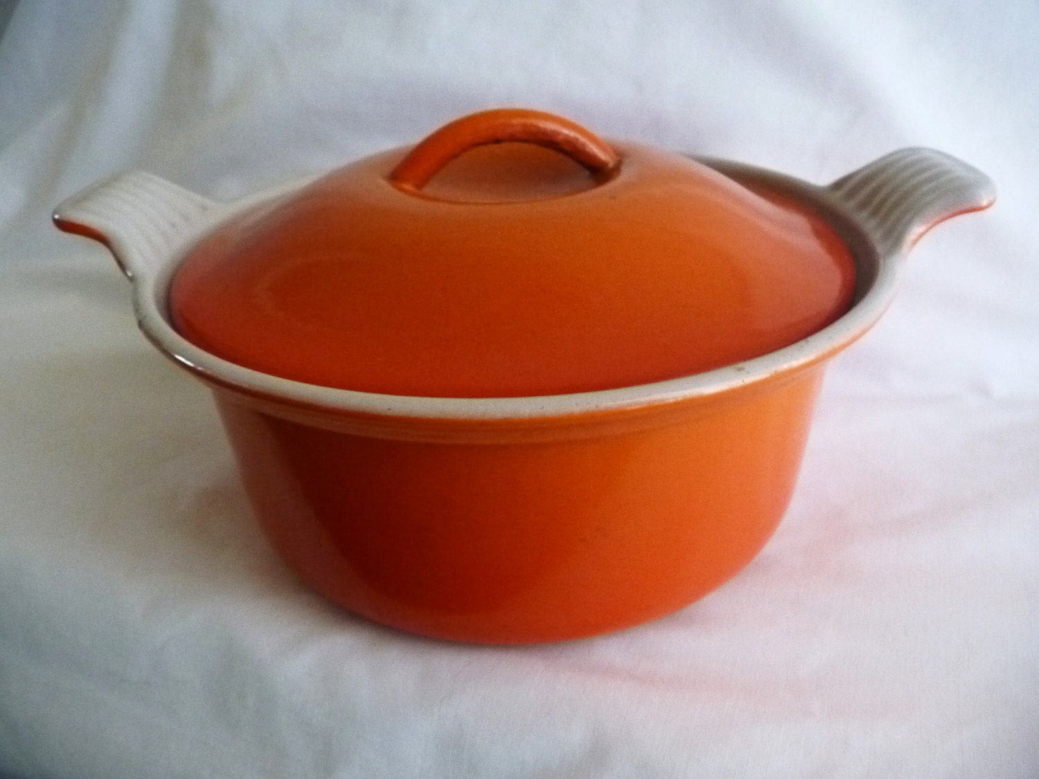 Vintage Le Creuset Flame Coloured Oval Cocotte