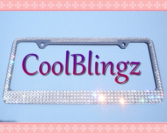 Mega Bling CRYSTAL Diamond Rhinestone License Plate Frame made w/ Swarovski Elements
