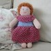Reserved For Roe Hand Knit Doll Baby Girl with 2 Dresses Diaper and Sweater by Girlpower Red Hair Doll Easter Doll