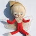 Red Pixie Elf Christmas Ornament, Antique Holiday Decoration, Vintage Christmas Elves