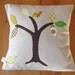 Cushion cover, tree with green leaves, Amy Butler Lotus spot cotton and linen, 16"/40cm
