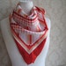 Vintage Scarf--Ruby Red, Lime Green, Perfect Peach Polka Dots and Stripes