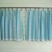 Vintage Blue Curtains, Sixties Aqua Blue Short Cafe Curtains with White Lace Overlay 30 x 26 each