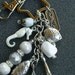 Seahorse Keychain, Purse Clip, Made with Silver and White Charms.