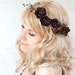 Floral crown, Brown flower headband. Leather floral hair band. Winter bridal, fall wedding, Woodland wedding hair accessory, Head wreath.