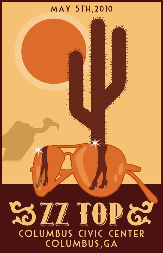 Limited edition ZZ TOP concert tour poster