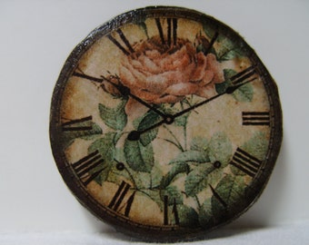 Dollhouse Miniature Wall Clock, "Victorian Rose", Scale One Inch, TREASURY LIST