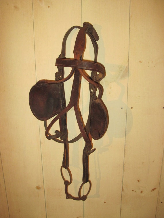 Vintage Carriage Horse Blinders Bridle and Jointed Bit