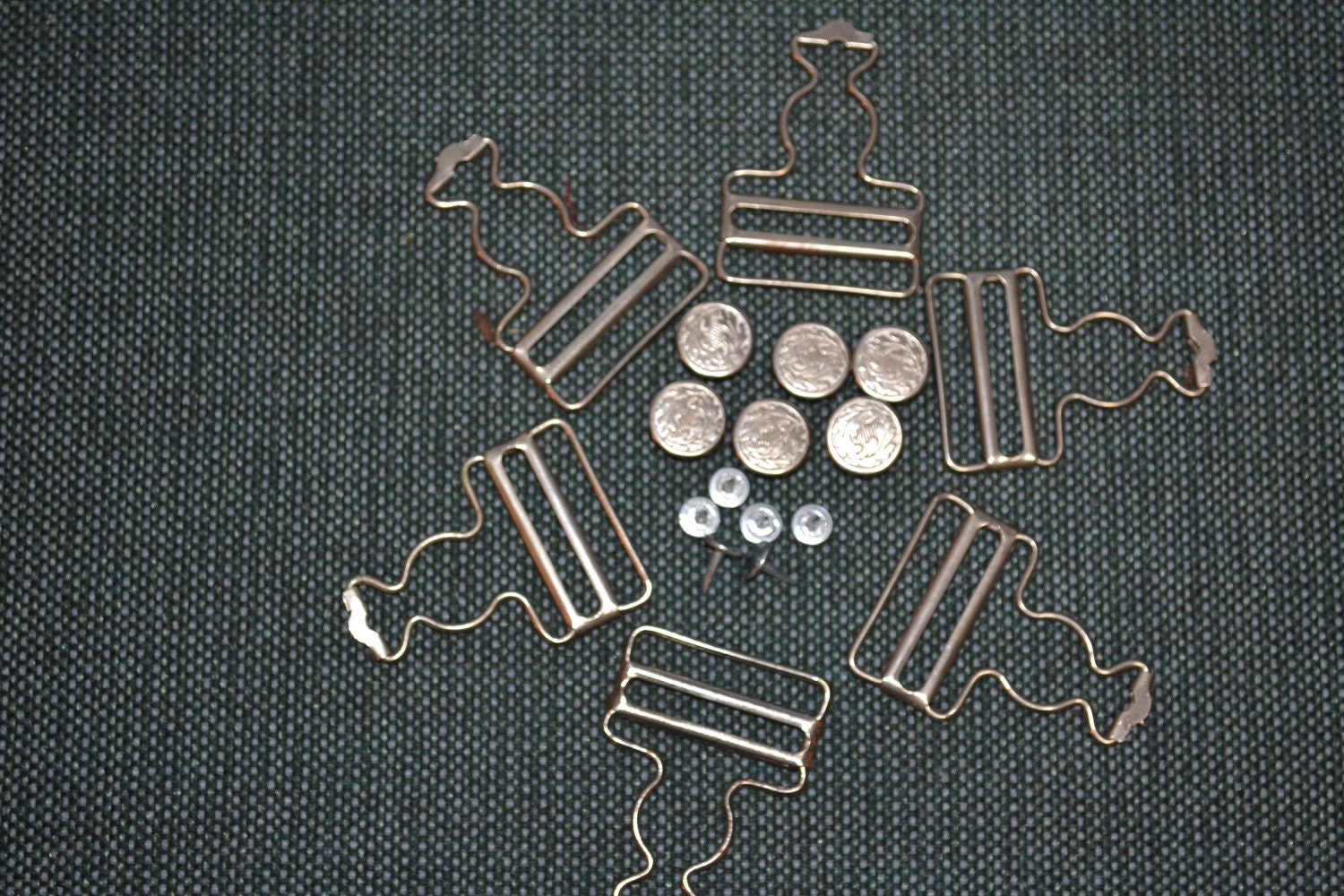 vintage SUSPENDER CLIPS with buttons and tack