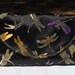 Simple satin clutch, black with dragon flies
