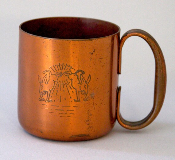 Vintage 1950s Copper Cup Moscow Mule Smirnoff Vodka Kicking