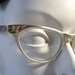 Vintage Cat Eye Glasses Eyewear - Womans 1950s Etched Satin Gold Art-Craft Aluminum 46-20