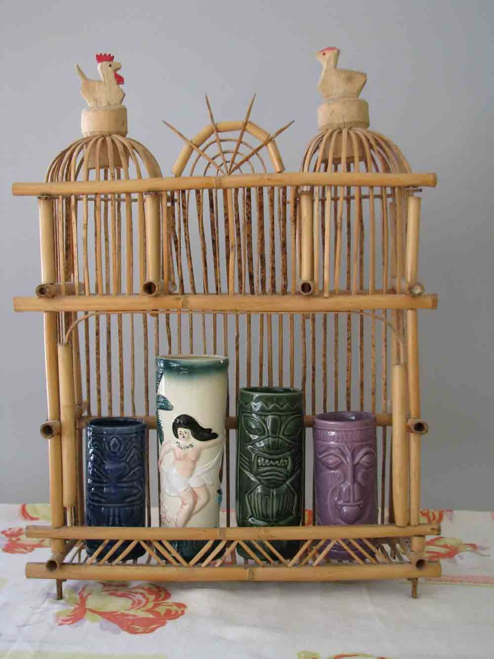 ReservedVintage Rattan Bamboo Bird Cage Wall Shelf Hand