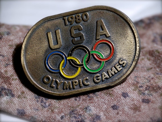 Vintage 1980 Olympics Belt Buckle by Levi Strauss