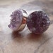 Beautiful Jasper Quartz Druzy Lavender Purple & Sterling Silver Bezel Set Post Earrings