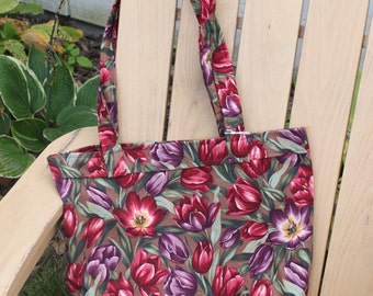 Tote- Large Pink and Purple Tulip Print