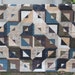 Lap Quilt - Crooked Mile Block- Moda- Evening Mist- Blue Tan Brown Black - Handmade-