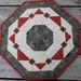 Fall Table Runner- Round -Moda- Dusty Blue, Orange, Brown, Leaves Fall Wreath- Handmade Quilt