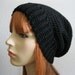 Crocheted Slouchy Beanies Classic LIttle Black Hat Unisex Tam Beret - Ready tp Ship