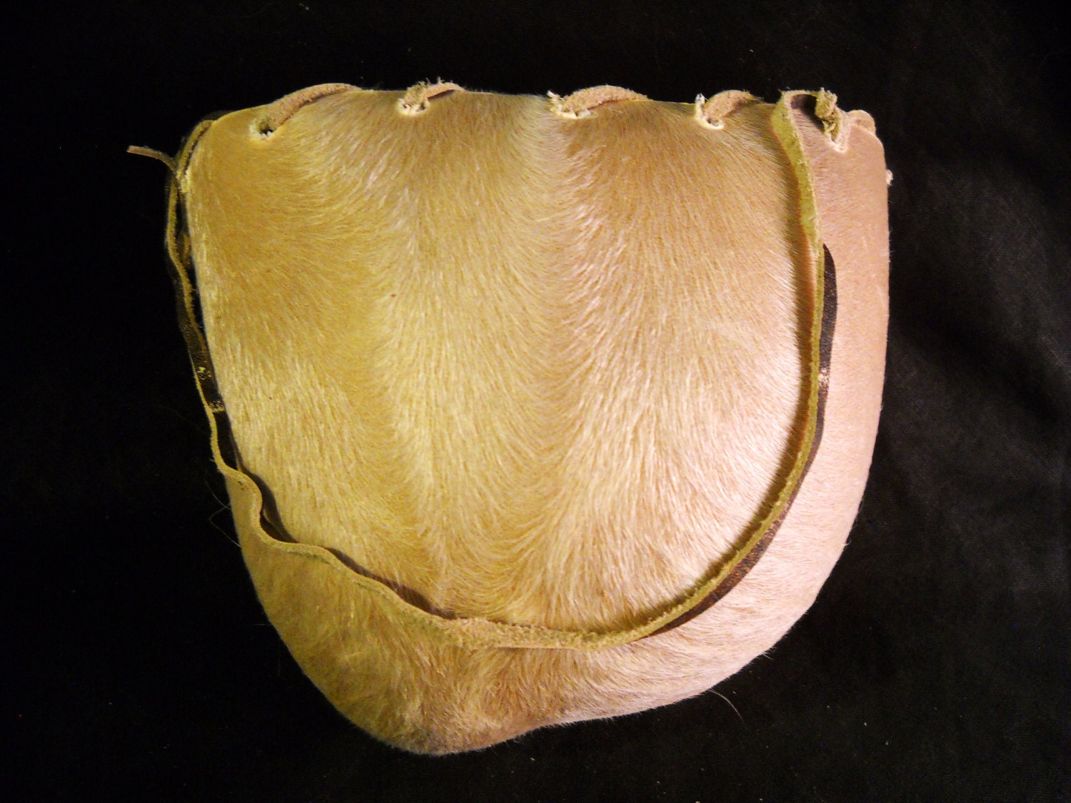 Bull Scrotum Real White Leather Fur Hairy Hide Ball Bag
