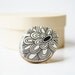 Cocktail ring black flower pattern spring jewelry eco mothers day eco fashion Chunky ring minimalist jewelry nature lover jewelry